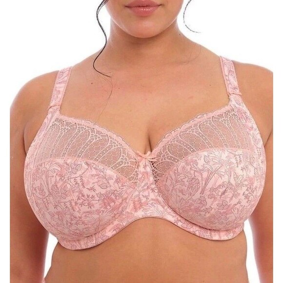 Elomi Mariella Womens 46DD Bra Pink Stretch Lace Underwire Banded Full Coverage - Picture 1 of 9